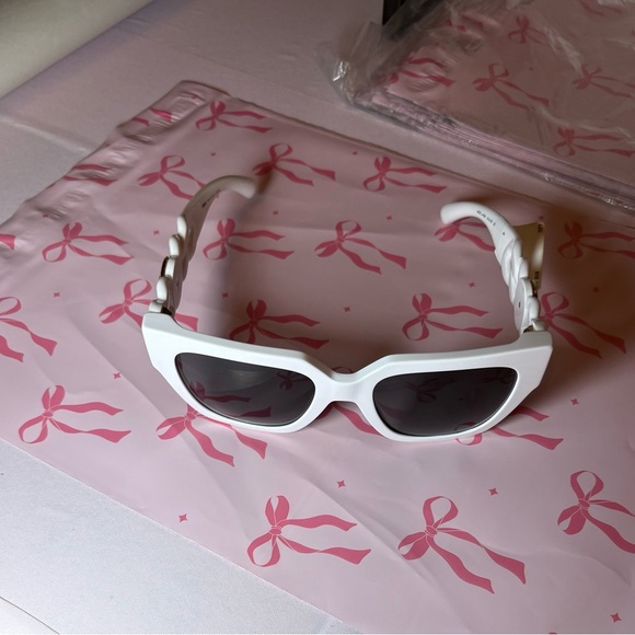 Versace White Sunglasses with Gold Medallion - Picture 2 of 10